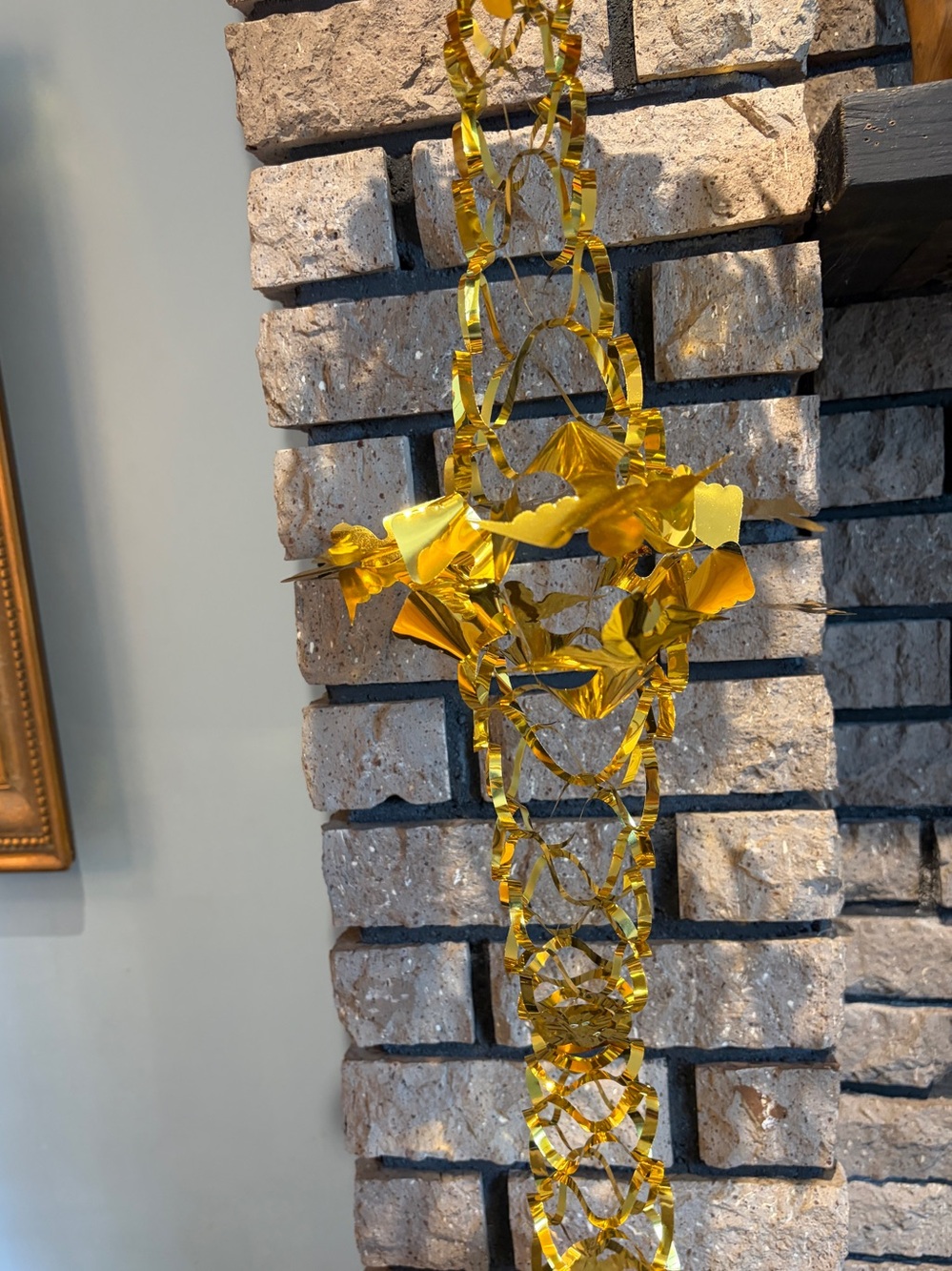 Set of 4 vintage Gold Metallic Hanging Garland